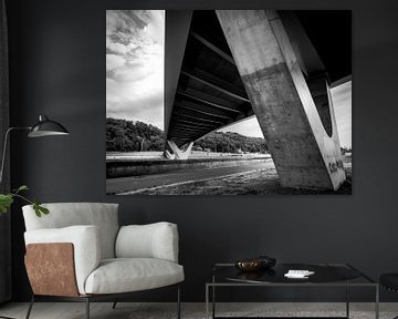 Trilogiport Bridge Liège, Belgium, Black & White von Art By Dominic