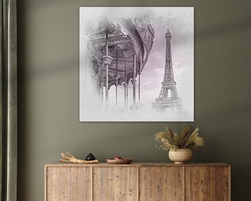 Typical Paris | grey/pink watercolor by Melanie Viola
