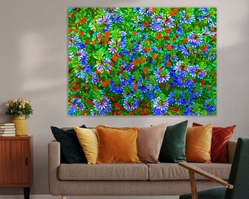 Flower-Wall (Blue) van Caroline Lichthart