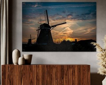 Dutch mills in the evening light by Eus Driessen