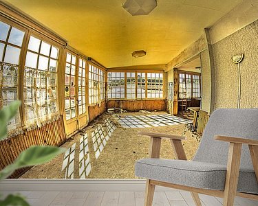Voorbeeld van het werk in een kamer
