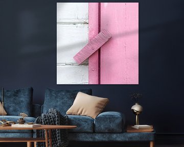 Abstract van houten scharnier in roze van Texel eXperience