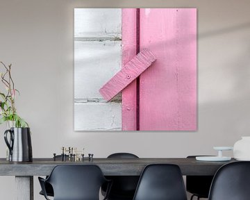 Abstract van houten scharnier in roze van Texel eXperience
