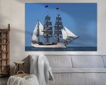 Klassisches Segelschiff der Dreimastbarque Artemis, das auf das Waddensea segelt von Sjoerd van der Wal Fotografie
