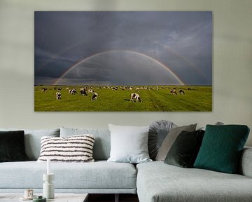 Weide, Kühe und ein Regenbogen von Fonger de Vlas