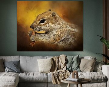 Portrait Of A Cute Chipmunk, Brown And Orange Colors