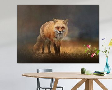 Le renard roux dans le paysage sur Diana van Tankeren