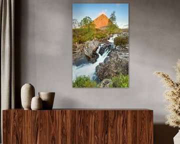 Glen Etive Waterfall (edgewise version) van Michael Valjak