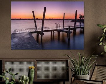 Sunset at the Westeinderplassen lake von Marcel van den Bos