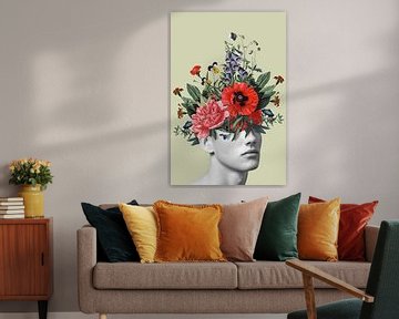 Self-portrait with flowers 5 (standing) by toon joosen
