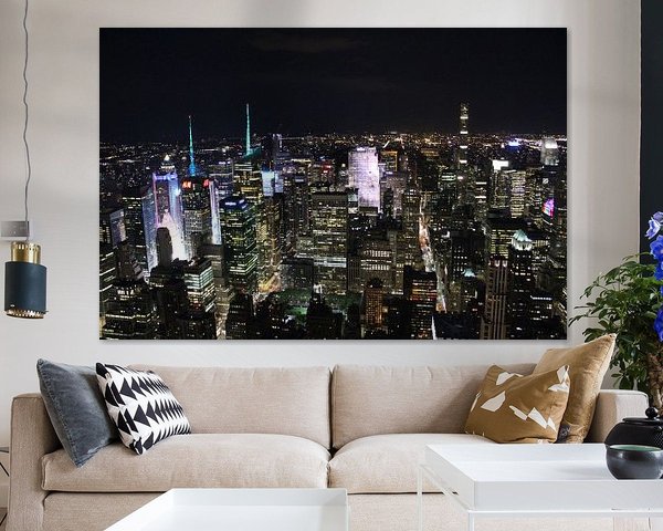 Blick auf die New Yorker Skyline bei Nacht