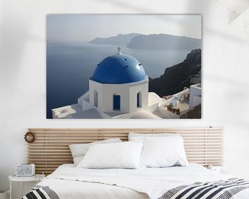 de blauwe daken van Santorini Griekenland van ticus media