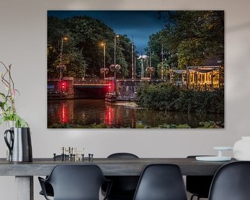 Avondopname van de Noorderbrug in Leeuwarden, Friesland by Harrie Muis