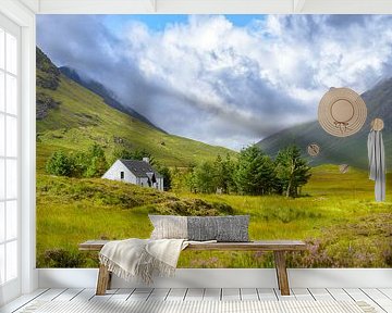 Mountain cottage in Glencoe (Panoramic view) by Pascal Raymond Dorland