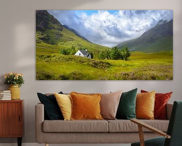 Mountain cottage in Glencoe (Panoramic view) by Pascal Raymond Dorland