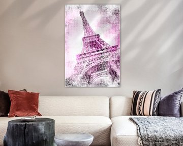 PARIJS eiffeltoren | aquarel roze van Melanie Viola
