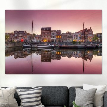 Malerische alter Hafen (Delfshaven) Rotterdam nach Sonnenuntergang