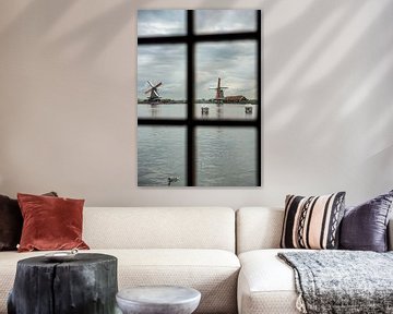 view from inside a mill in zaanse schans in Holland