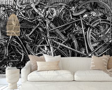 Fahrradwradwracks vom Kanal in Groningen entwässert