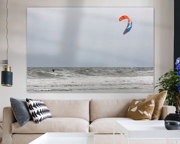 Kitesurfer bij Domburg van MSP Canvas