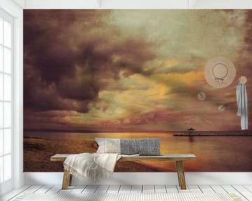 Dramatic sunset on the beach with a lonely person - Bali by Dirk Wüstenhagen