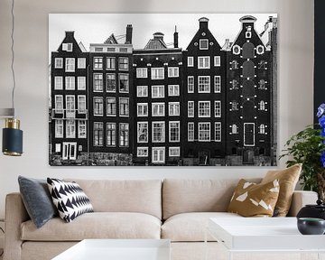 Huizen in Amsterdam / zwart  wit van Lorena Cirstea