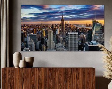 Zonsondergang over Manhattan, New York City van Kimberly Lans
