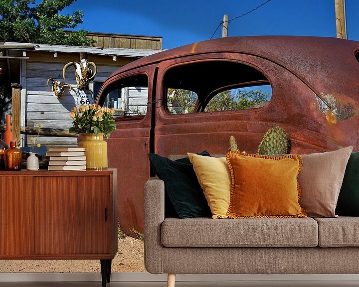 Sfeerimpressie behang: The cactus car van Gerard Oonk