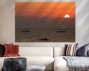 Zonsondergang aan het strand van Sanur.
