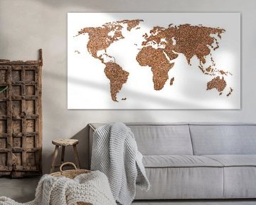 Weltkarte der Kaffeebohnen | Collage von Wereldkaarten.Shop