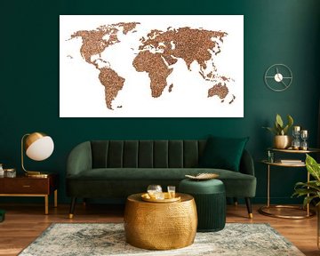 Weltkarte der Kaffeebohnen | Collage