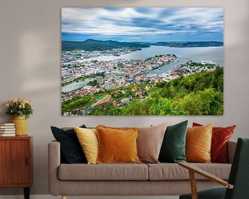 View to the city Bergen in Norway van Rico Ködder