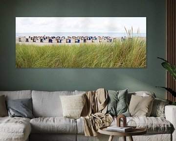 beach grass and beach houses Katwijk by Arjan van Duijvenboden
