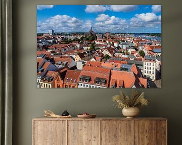 View to the hanseatic town Rostock, Germany van Rico Ködder