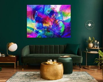 Modern, Abstract Digitaal Kunstwerk – Lick The Rainbow van Art By Dominic