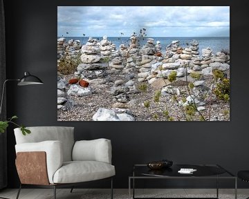 steenmannetjes aan de kust van Denemarken van Hanneke Luit