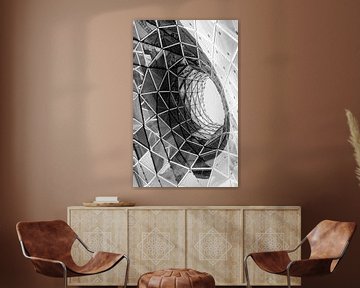 Een abstracte zwart wit foto van architectuur van Cynthia Hasenbos