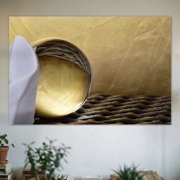 Glazen bol goud met wit liggend 2