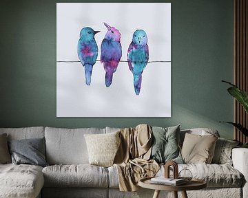 Drie vogels op een draad van Bianca Wisseloo