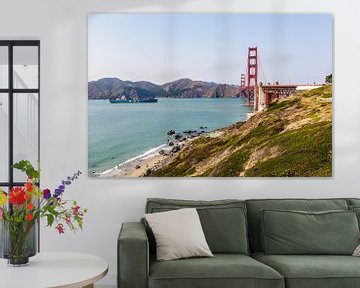 Ships sails towards Golden Gate Bridge - San Francisco