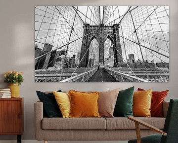 Brooklyn Bridge - New York (schwarz weiß) von Sascha Kilmer