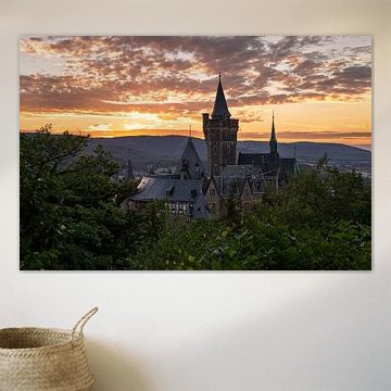 Le château de Wernigerode au coucher du soleil