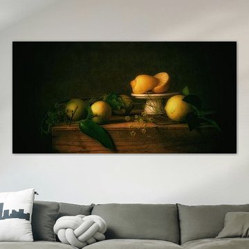Still life sunny lemons by Monique van Velzen