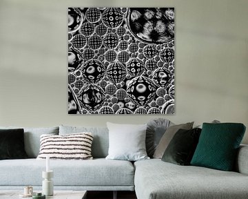 order in the chaos (black and white dots in bubbles) by Marjolijn van den Berg