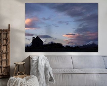 Church of the Good Shepherd at Lake Tekapo in New Zealand at sunset by Aagje de Jong