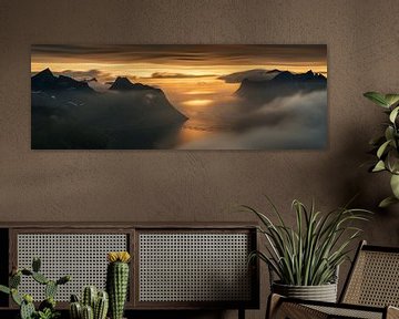 Mefjorden sunset Panorama by Wojciech Kruczynski