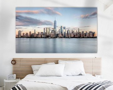 New york city skyline tijdens zonsondergang van Marieke Feenstra