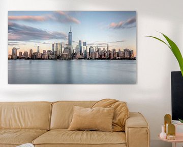 New york city skyline zonsondergang golden hour van Marieke Feenstra