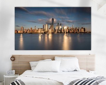 New york city skyline zonsondergang golden hour van Marieke Feenstra