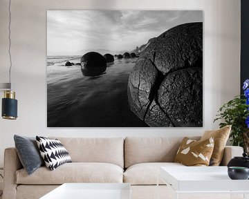Buitenaardse "boulders" in Moeraki, Nieuw-Zeeland van J V